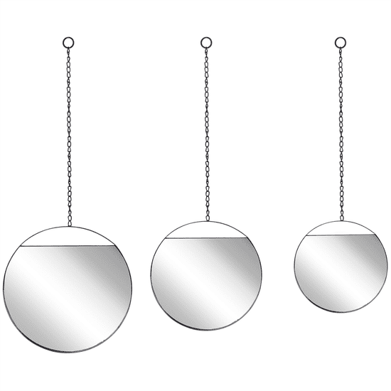 Beliani Komplet 3 stenskih ogledal ø 24 / 29 / 33 cm ODOS