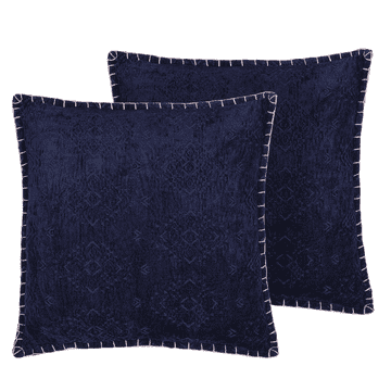 Beliani Komplet 2 vzglavnikov vintage vzorec 45 x 45 cm modra MELUR