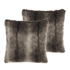 Beliani Komplet 2 plišastih blazin 45 x 45 cm siva HORDEUM