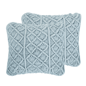 Beliani Komplet 2 bombažnih blazin 45 x 40 cm modra GOREME