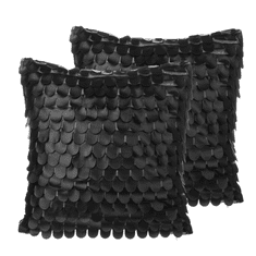 Beliani Komplet 2 blazin iz umetnega usnja 45 x 45 cm črna LOBELIA