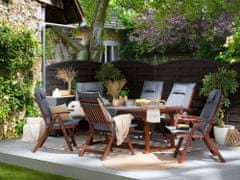 Beliani Komplet 6 lesenih vrtnih stolov z modrimi blazinami TOSCANA