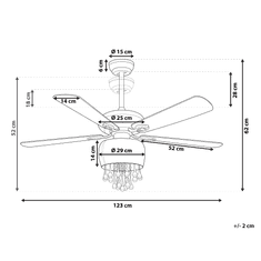 Beliani Črni stropni ventilator z lučjo TOCANTIS