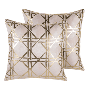 Beliani Komplet 2 vzglavnikov z geometrijskim vzorcem 45 x 45 cm roza CASSIA