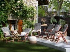 Beliani Komplet 6 lesenih vrtnih stolov s sivimi blazinami TOSCANA