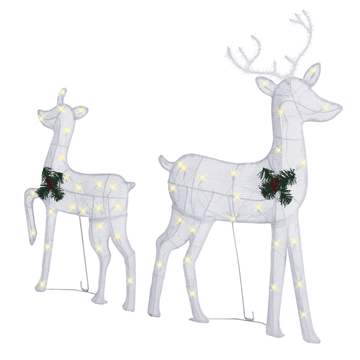 Beliani Komplet 2 zunanjih severnih jelenov z LED osvetlitvijo 51/86 cm bela PAROLA