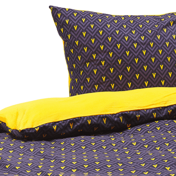 Beliani Vključeno platno 155 x 220 cm temno modra / rumena WALLINGFORD