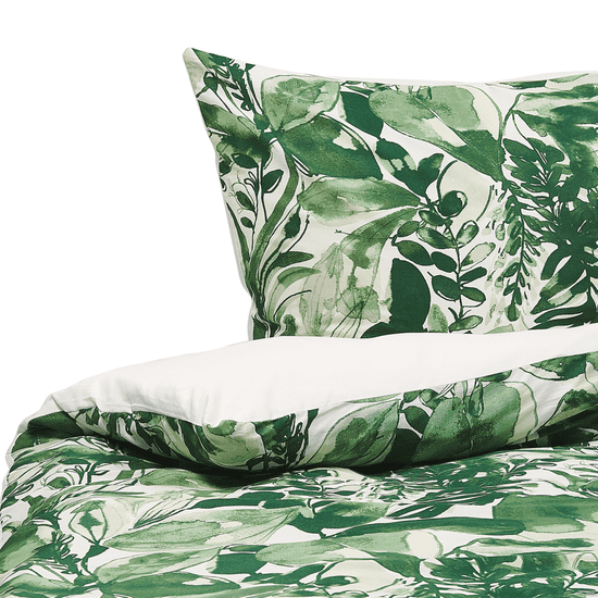 Beliani Posteljnina 155 x 220 cm zelena in bela GREENWOOD
