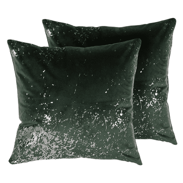 Beliani Komplet 2 žametnih blazin 45 x 45 cm zelena HONEYWORT