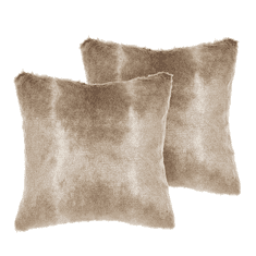 Beliani Komplet 2 plišastih blazin 45 x 45 cm rjava HORDEUM