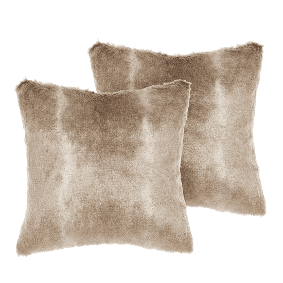 Beliani Komplet 2 plišastih blazin 45 x 45 cm rjava HORDEUM