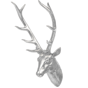Beliani Srebrna stenska figurica 67 cm DEER HEAD