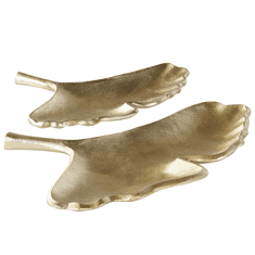 Beliani Komplet okrasnih pladnjev v obliki listov zlato PALENQUE