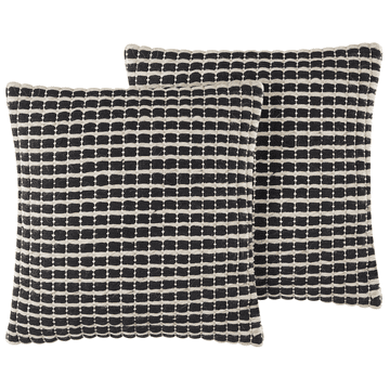 Beliani Komplet 2 bombažnih blazin 45 x 45 cm črno-bele barve YONCALI