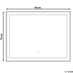 Beliani Stensko ogledalo LED 90 x 70 cm srebrno ARGENS