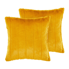Beliani Komplet 2 plišastih blazin 45 x 45 cm rumena PUMILA