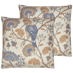 Beliani Komplet blazin z motivom ptice 45 x 45 cm večbarvno SPIRAEA