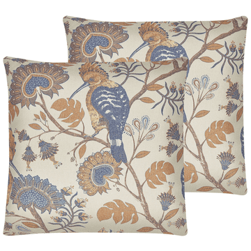 Beliani Komplet blazin z motivom ptice 45 x 45 cm večbarvno SPIRAEA