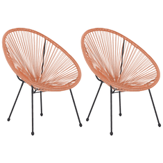 Beliani Komplet 2 stolov iz ratana oranžne barve ø 70 cm ACAPULCO II