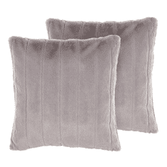 Beliani Komplet 2 plišastih blazin 45 x 45 cm sive barve PUMILA