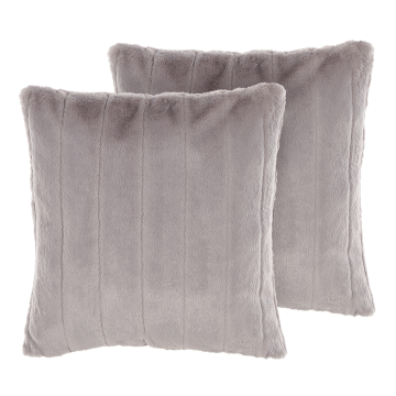 Beliani Komplet 2 plišastih blazin 45 x 45 cm sive barve PUMILA