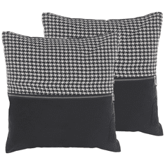 Beliani Komplet 2 vzglavnikov z zadrgo 45 x 45 cm črno-beli KINWAT