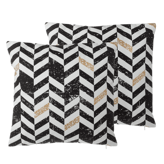 Beliani Komplet 2 blazin Chevron vzorec 45 x 45 cm črno-bela HELCONIA