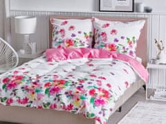 Beliani Posteljnina 155 x 220 cm bela in roza LARYNHILL