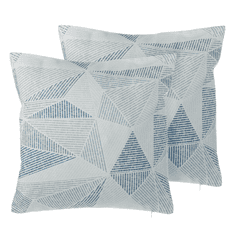 Beliani Komplet 2 okrasnih blazin modra/siva 45 x 45 cm BRUNNERA