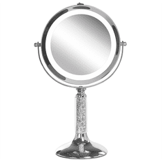 Beliani Kozmetično ogledalo s svetlobo LED ø 18 cm srebrno BAIXAS