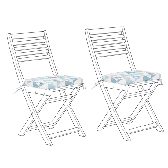 Beliani Komplet 2 blazin za vrtne stole v modrih trikotnikih 29 x 38 x 5 cm FIJI