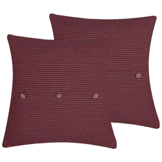 Beliani Komplet 2 črtastih blazin 43x43 rdeča CAMPANULA