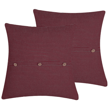Beliani Komplet 2 črtastih blazin 43x43 rdeča CAMPANULA