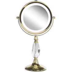 Beliani Kozmetično ogledalo s svetlobo LED ø 18 cm zlato MAURY