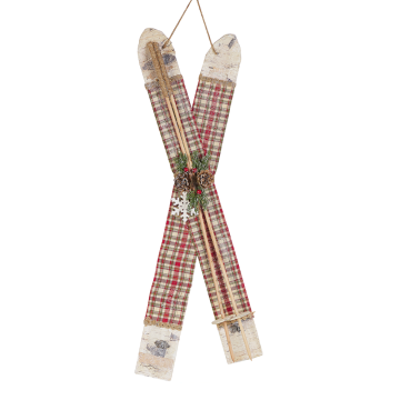 Beliani Stenska dekoracija smuči rdeča TOHMO