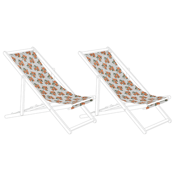 Beliani Nadomestna tkanina za ležalnik oranžni vzorec 2 kosa ANZIO / AVELLINO