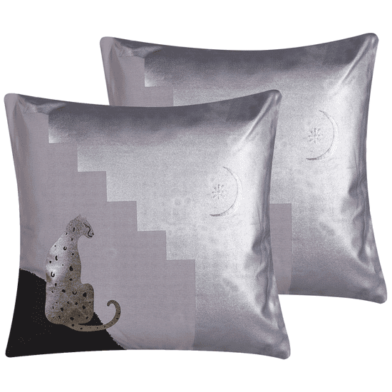 Beliani Komplet 2 blazin z motivom geparda 45 x 45 cm večbarvno DIGITALIS