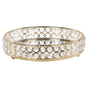 Beliani Zrcalni dekorativni pladenj okrogle zlate barve VATAN