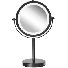 Beliani Kozmetično ogledalo s svetlobo LED ø 17 cm črno TUCHAN
