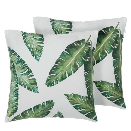 Beliani Komplet 2 blazin s palmovimi listi temno zelene barve 45 x 45 cm, DIANELLA