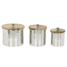 Beliani Komplet 3 dekorativnih srebrnih posod ALEXANDRIA