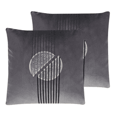 Beliani Komplet 2 žametnih blazin 45 x 45 cm siva CEROPEGIA