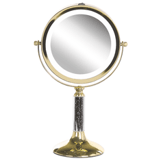 Beliani Kozmetično ogledalo s svetlobo LED ø 18 cm zlato BAIXAS
