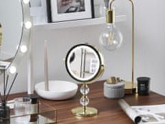 Beliani Kozmetično ogledalo z LED lučko ø 18 cm zlato CLAIRA