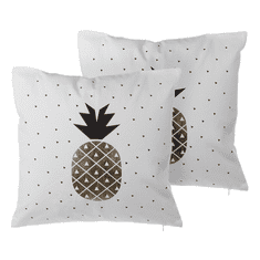 Beliani Komplet 2 bombažnih blazin ananas tisk 45 x 45 cm YASMIN