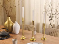 Beliani Komplet 3 kovinskih svečnikov zlati ZIMBABWE