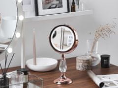 Beliani Kozmetično ogledalo z LED lučko ø 18 cm roza zlato MAURY