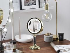 Beliani Kozmetično ogledalo s svetlobo LED ø 18 cm zlato BAIXAS