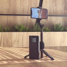 MG Selfie stick s stojalom in bluetooth daljinskim upravljalnikom, črna