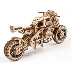 UGEARS Igrača 3D lesena mehanska sestavljanka UGR-10 Motorno kolo (scrambler) z vozičkom